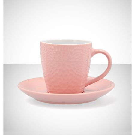 Taza y plato de café rosa Bidasoa